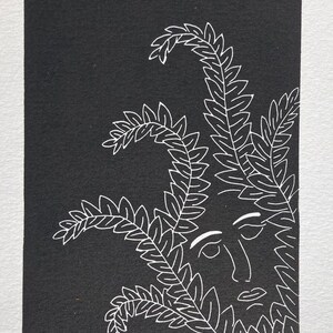 Face in The Foliage I - Limited Edition Linocut Print Artwork