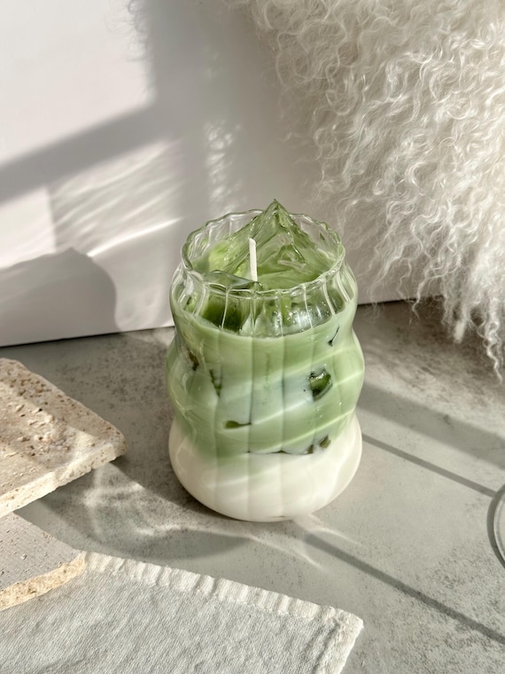 Cafe Candles - Iced Matcha Latte, Scented Soy Candles, Dessert Candles, Gel Wax Candles, Soy Candles, Long Lasting Candles