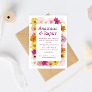 Flower Watercolour Wedding Invitation Set Including Invite, Save The Date and RSVP - Digital Template
