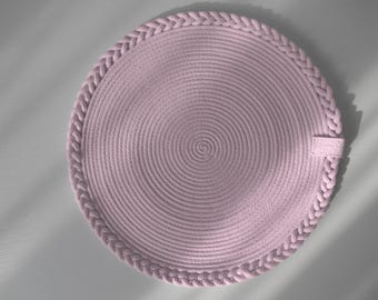 Set of pink cotton placemats (2, 4 or more pieces), round, oval, square woven napkins, natural table mats, handmade placemat as a gift