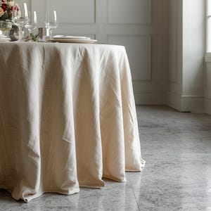 Festive Beige linen tablecloth, round, square, rectangle tablecloth, natural rustic table linen, handmade table cover, custom sizes runner