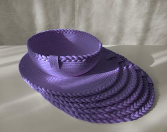 Set of lavender cotton rope napkins (2, 4 or more pieces), round woven napkins, natural table mats, handmade placemat as a gift