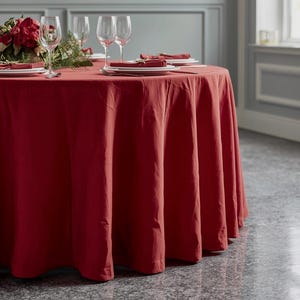 Scarlet red linen tablecloth, round, square, rectangle tablecloth, natural rustic table linen, handmade & eco friendly, custom sizes