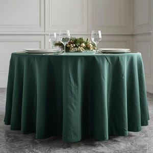 Round, rectangular or square forest green linen tablecloth, green rustic linen tablecloth with suff effect handmade table cover custom sizes