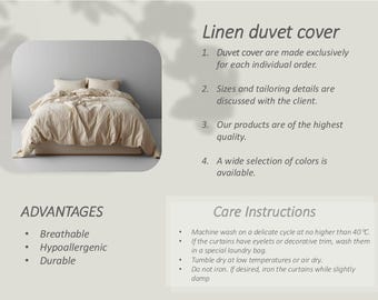40 colors of Washed Linen Duvet Covers – Natural Linen Bedding, Soft & Breathable, Handmade in Europe, Eco-Friendly Bedding, Custom Sizes