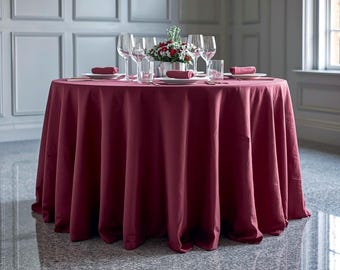 Round, rectangular or square raspberry linen tablecloth, rustic linen tablecloth with suff effect, table cover custom sizes