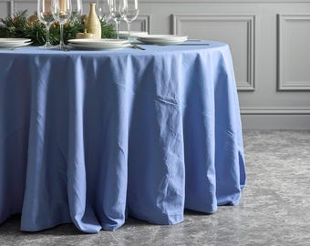 Round or rectangular tablecloth in cornflower blue linen, blue rustic linen tablecloth, linen with suff effect, table cover custom sizes