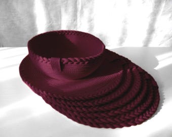Plum Cotton Rope Placemat, Round Rustic Placemat, Boho Table Decor, Natural Cotton Table Setting, Handmade Dining Mat
