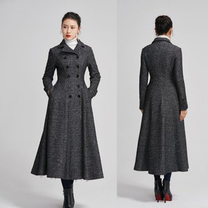 Wool coat women, Long wool coat, Black coat women, winter coat women, double breasted coat, warm winter coat, Custom made coat 2252#