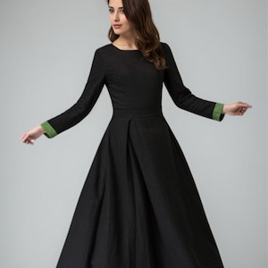 Black dress linen dress maxi dress women dress 1450# Black dress linen dress maxi dress women dress 1450#
