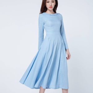 Light Blue Dress Midi Dress Pleated Dress Spring Dress - Etsy