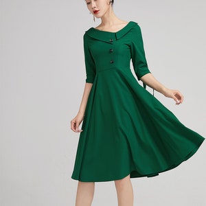 Green Swing cocktail dress, Women fit and flare midi dress, Vintage Midi dress,  Custom dress, Xiaolizi 2227#