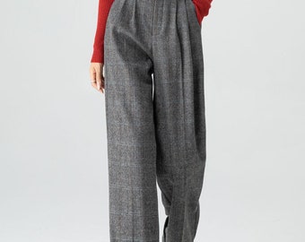 High waist burgundy wide leg long wool pants 4553 High waist burgundy wide leg long wool pants 4553