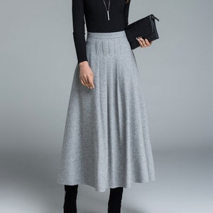 light grey skirt, wool skirt, winter skirt, pleated skirt, maxi skirt, winter wool skirt, long skirt, skirt for women, handmade skirt 1643 image 1