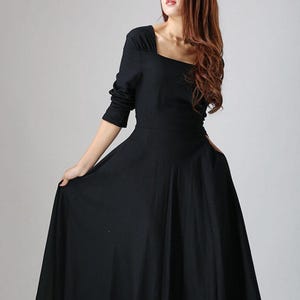 Vintage Inspired Medieval dress for women, Long sleeve Linen Maxi dress with pocket, Women dress, Spring autumn dress, Party dress 0793#