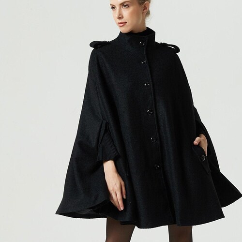 YUNY Womens Stand Collar Fall Winter Hooded Fashion Poncho Coat Jacket Blue M YUNY Womens Stand Collar Fall Winter Hooded Fashion Poncho Coat Jacket Blue M