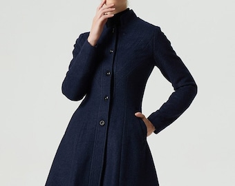navy blue midi wool coat for women 1951# navy blue midi wool coat for women 1951#