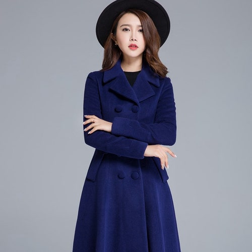 Wool Coat Women Long Wool Coat Winter Coat Overcoat Blue - Etsy Canada