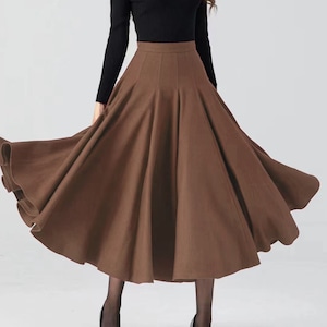 Swing midi winter red wool skirt women 4782 Swing midi winter red wool skirt women 4782