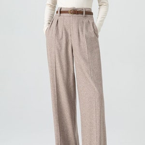 Wool pants, Womens pants, Autumn winter pants, Wide leg wool pants, High waist pants, Loose pants, Daily pants, Custom pants, Xiaolizi 5324