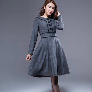 Winter Dress Women Dark Gray Wool Dress Knee Length Dress | Etsy
