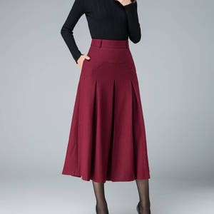 Midi wool skirt, Red midi skirt, office skirt, High waist skirt, Long wool skirt, A Line skirt, romantic skirt, ladies skirts, Xiaolizi 1834