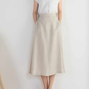 Elastic Waist Straight Linen Skirt For Women 2396 Elastic Waist Straight Linen Skirt For Women 2396