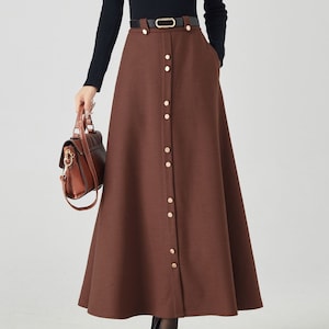 A line maxi brown winter wool skirt 4533 A line maxi brown winter wool skirt 4533