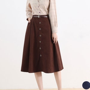 Brown A Line Button Midi Skirt 2521 Brown A Line Button Midi Skirt 2521