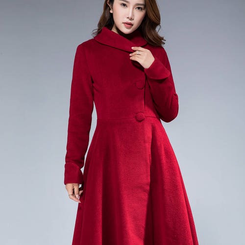 Warm Winter Coat Wool Coat Dress Coat Woman Coat Fit and | Etsy
