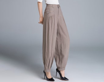 Linen casual pants, Long linen pants women, linen pants pockets, made to order, baggy pants, woman pants, gift ideas, linen clothing  1665#