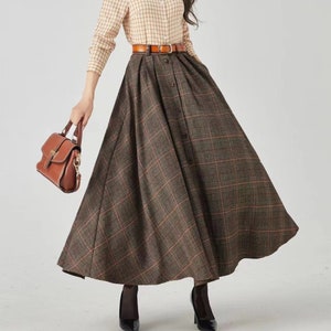 Wool Skirt, Long Wool Plaid Skirt, Tartan Wool Maxi Skirt, Vintage Inspired Swing Skirt, A line Flared Skirt, Full Fall Winter Skirt 4536#