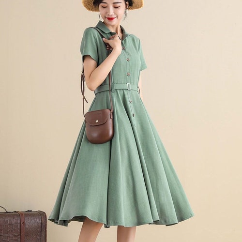 Vintage Inspired Swing Midi Dress Women Fit and Flare Dress - Etsy