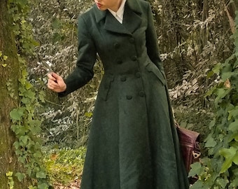 Winter Warm Wool Coat for Women, Long Wool Outwear, Green Winter Warm Wool Coat for Women, Long Wool Outwear, Green