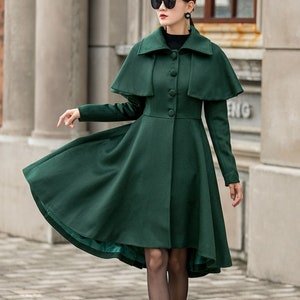 Wool Coat, Black Coat, Swing Coat, Long Coat, Long Coat Dress, Winter Coat  Women, Princess Coat, Fall Coat Women, Coat With Pockets C1019 