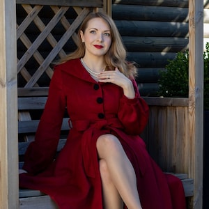 hooded Long wool coat for women 3174 hooded Long wool coat for women 3174