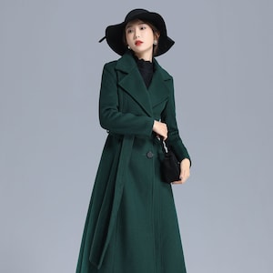 Double breasted Green Wool Coat Women 3203 Double breasted Green Wool Coat Women 3203
