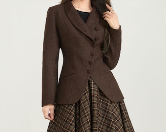 Brown short winter wool coat women 5566 Brown short winter wool coat women 5566