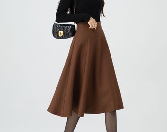 Handmade A Line Midi Skirt Wool Ivory White A-line Midi Skirt - Main Image