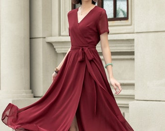 ワンピース Tulip Chiffon Long Dress Tulip Tiered Chiffon Cocktail Dress with Barrel Pins – S.L.
