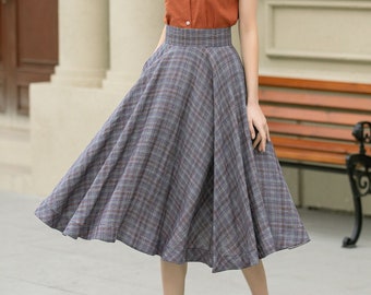 Linen Plaid Skirt, Swing Midi Linen Skirt, Circle Skirt, Summer Skirt Women, High Waisted Linen Skirt, Retro Tartan Skirt, Xiaolizi 4952 - Etsy Linen Plaid Skirt, Swing Midi Linen Skirt, Circle Skirt, Summer Skirt Women, High Waisted Linen Skirt, Retro Tartan Skirt, Xiaolizi 4952 - Etsy