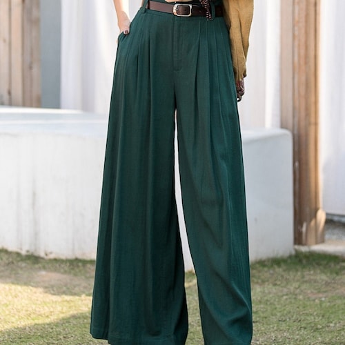 Solid High Waist Relaxed Palazzo Pants High Waisted Pants | Etsy