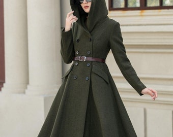 【AND YOU】ODEONS VOLUME SLEEVE WOOL HOOD COAT ODEONS Volume sleeve wool hood coat (Butter) - AND YOU