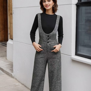 Suspender Trousers High Waist Women - Etsy