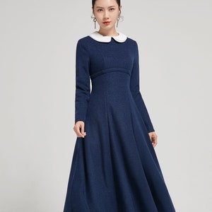 Wool Dress Prom Dress Long Blue Womens Dresses Casual High - Etsy