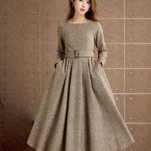 Autumn long sleeves wool dress women 5361 Autumn long sleeves wool dress women 5361