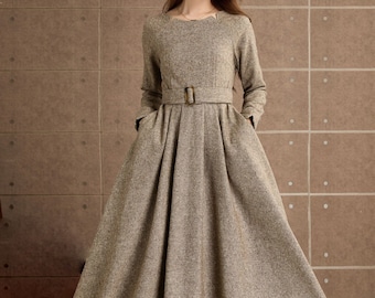 Autumn long sleeves wool dress women 5361 Autumn long sleeves wool dress women 5361