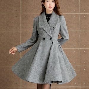 Wool-blend Coat for Fall & Winter, Elegant Double-breasted Long