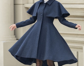 美品THE SHINZONE FLARE PEA COAT 36 NAVY Shinzone シンゾーン ウール フレア ピーコート 22amsco01-kk