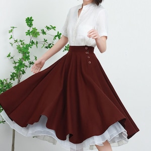1950s Brown Linen Full Circle Skirt 5736 1950s Brown Linen Full Circle Skirt 5736